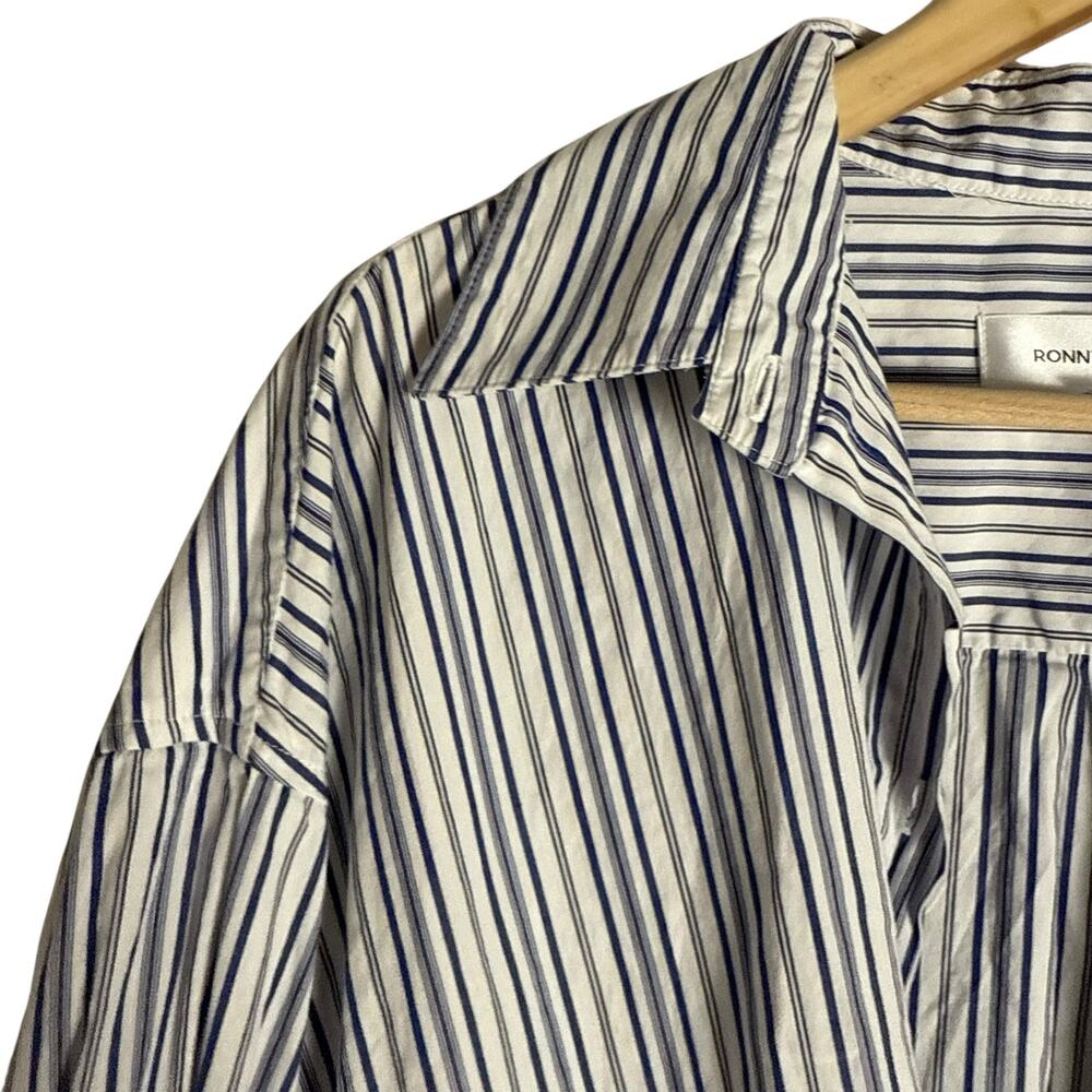 Ronny Kobo Maja Blue White Striped Button Up Top Shorts Set Coastal S - Picture 6 of 15